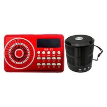 Kit Rádio Pequeno Portátil Altomex J31T e Mini Speaker Bluetooth Aux Fm Kit