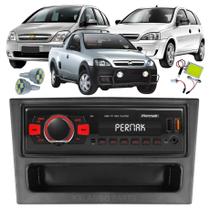 Kit Rádio Som Automotivo MP3 Bluetooth FM USB SD Chevrolet Corsa Montana Meriva Com Moldura e Pingo T10 Led Kit Rádio Som Automotivo MP3 Bluetooth FM USB SD Chevrolet Corsa Montana Meriva Com Moldura e Pingo T10 Led