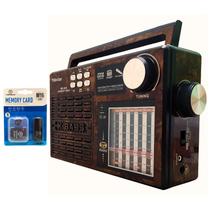 Kit Rádio Vintage Retrô Fm Bluetooth Portátil Entrada Usb Sd