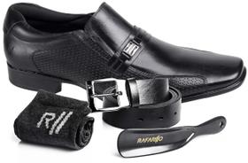 Kit Rafarillo Sapato Social Masculino Em Couro Legítimo Preto + Cinto + Meia + Calçadeira 34054-00 Kit Rafarillo Sapato Social Masculino Em Couro Legítimo Preto + Cinto + Meia + Calçadeira 34054-00