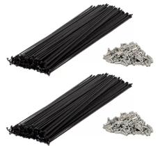 kit Raios 2.00mm Preto Aço Bike Para Aro 29 Ou 700 Jogo C/72 Raios