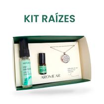 Kit RAÍZES - Colar Difusor Flor da Vida + Mini Spray Leveza +Óleo Essencial +Calma