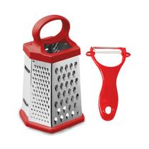 Kit Ralador E Descascador Prático Cozinha Designer Moderno Vermelho Multiuso