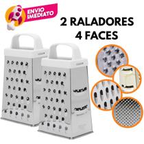 Kit Ralador Fatiador Manual Com Alça 4 Faces Com 1 ou 2 Un Multifuncional Legumes Alimentos Aço Inox