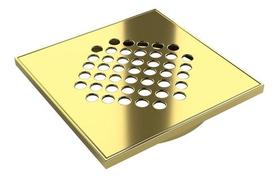 Kit Ralo Tampa Inox 304 + Base 10x10 Cm Tradi Dourado Kit Ralo Tampa Inox 304 + Base 10x10 Cm Tradi Dourado