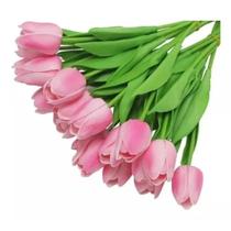 Kit Ramalhete Com 9 Tulipas Flores Rosa Artificial 35cm Kit Ramalhete Com 9 Tulipas Flores Rosa Artificial 35cm