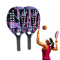Kit Raquete Beach Tennis Bel BT100 Lilás Amador Ideal para Praia Jogo e Lazer