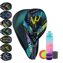 Kit Raquete Beach Tennis Carbono 3K + Garrafa + Acessórios