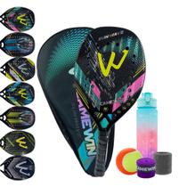 Kit Raquete Beach Tennis Carbono 3K + Garrafa + Acessórios