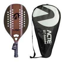 Kit Raquete Capa Beach Tennis ACTE BT790 Preta Textura de Aderência 100% Carbono 48 Furos 13mm Espessura 22mm C 50cm