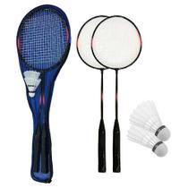 Kit Raquete Com 2 Petecas Badminton