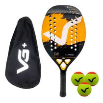 Kit Raquete de Beach Tennis Classic Full Carbon com 3 Bolas e Bolsa de Transporte VG Plus