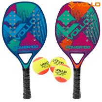 Kit Raquete de Beach Tennis Power 100 Azul + Raquete Power 100 Roxa + 3 Bolas Beach Tennis - Vollo