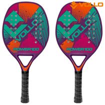 Kit Raquete de Beach Tennis Power 100 Roxa Vollo Sports - 2 Unidades