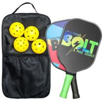 Kit Raquete de Pickleball Lightning Bolt Grafite Carbon com Acessórios de Alta Performance