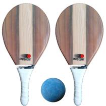 Kit Raquete Frescobol De Fibra Fastball Wood + Bola