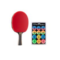 Kit Raquete JOOLA Infinity Overdrive (Vermelha) + Bola de Tênis de Mesa JOOLA Colorato 12 unidades