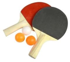 Kit Raquete ping pong com 3 bolinhas portátil