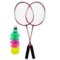 Kit Raquetes Badminton Convoy Sport Rosa + 6 Petecas P/ Treinos E Jogos Kit Raquetes Badminton Convoy Sport Rosa + 6 Petecas P/ Treinos E Jogos