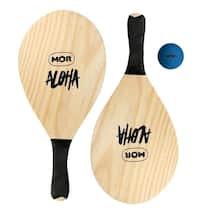 Kit Raquetes De Madeira Para Frescobol + Bolinha Mor Aloha Kit Raquetes De Madeira Para Frescobol + Bolinha Mor Aloha