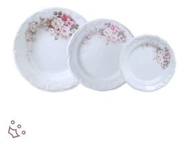 Kit Rasos Fundo Sobremesa Porcelana Schmidt Eterna 8 Pessoas