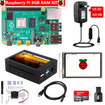 Kit Raspberry 8gb 64bit 5.0v Touch Screen C/ Case de Metal PI4 Model B Raspberry