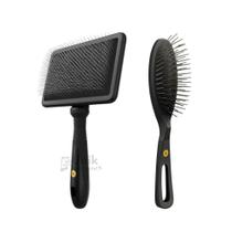 Kit Rasqueadeira Reta Grande Pinos Firmes e Escova Pinos Média Sem Bolinha Black Premium Propetz Original
