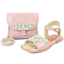 Kit Rasteira Feminina Infantil Sandália Menina Flores Rosa/Verde Mzkid Kit Rasteira Feminina Infantil Sandália Menina Flores Rosa/Verde Mzkid