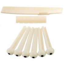 Kit Rastilho e Pestana + 06 Pinos Plásticos Marfim Violão Aço Folk