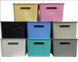 Kit Rattan C/ 03 Caixas Organizadoras C/ Tampa- 15 Litros Kit Rattan C/ 03 Caixas Organizadoras C/ Tampa- 15 Litros