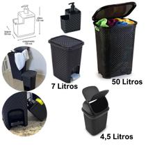 Kit Rattan p/ Organização e Limpeza Cozinha e Lavanderia Kit Rattan p/ Organização e Limpeza Cozinha e Lavanderia