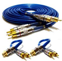 Kit RCA Blindado 5 Metros e 2 Y 2M1F Plugs Banhados a Ouro