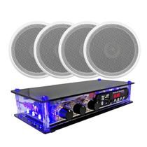 Kit Rcbt Som Ambiente Casa + 4 Arandelas Caixa De Som Branca