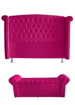 Kit Realeza Cabeceira De Cama Box e Calçadeira Baú Queen 160 Cm Suede Rosa Pink Do Lar Móveis