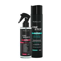 Kit Realinhamento One Step 300ml e Spray Liso Mágico 200ml Tecnologia ATH Rubelita Professional Kit Realinhamento One Step 300ml e Spray Liso Mágico 200ml Tecnologia ATH Rubelita Professional