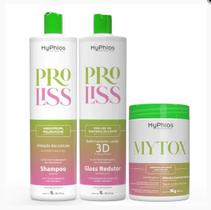 Kit Realinhamento ProLiss 3D 1L Shampoo Proliss 1L Redutor Volume MYTOX 1KG MyPhios