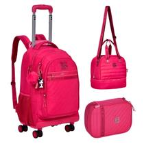 Kit Rebecca Bonbon Completo Mochila De Rodinhas 360, Lancheira Térmica, Estojo Box Escolar Infantil Passeio - Clio