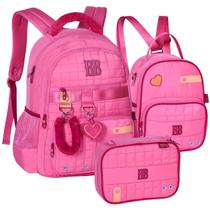 Kit Rebecca Bonbon Material Escolar Mochila de Costas Estojo Box Lancheira Térmica Infantil para Meninas Resistente Alça Confortável