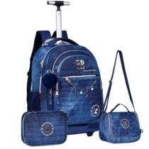 Kit Rebecca Bonbon Mochila Rodinhas Lancheira Estojo Jeans Kit Rebecca Bonbon Mochila Rodinhas Lancheira Estojo Jeans