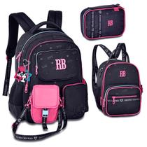 Kit Rebecca Bonbon Urban Mix Mochila Costa Estojo E Lancheira Nova Coleção Cor:Preto