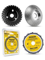 Kit Rebolo Bisel, Disco Moedor corte, Disco Serra Circular 4.5 e Disco Corrente Motoserra moldura entalhe madeira marcenaria profissional