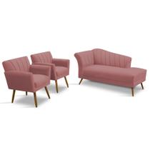 Kit Recamier + 2 Poltronas Para Decoração Recepção Clinica Estética Noivas Sala Estar Iza