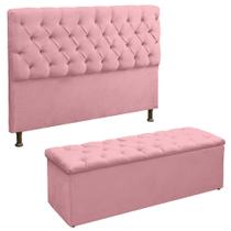 Kit Recamier Baú E Cabeceira Lana Para Cama Box Solteiro 90 CM - Sv Decor
