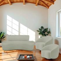 Kit Recamier Curvo Amsterdã 130cm e 2 Poltrona Amore Luxo Bouclé