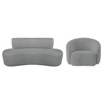 Kit Recamier Curvo Amsterdã 130cm e Poltrona Amore Luxo Bouclé