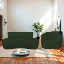 Kit Recamier Curvo Amsterdã 130cm e Poltrona Amore Luxo Linho