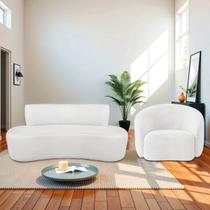 Kit Recamier Curvo Amsterdã 140cm e Poltrona Amore Luxo Bouclé Kit Recamier Curvo Amsterdã 140cm e Poltrona Amore Luxo Bouclé