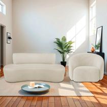 Kit Recamier Curvo Amsterdã 140cm e Poltrona Amore Luxo Bouclé