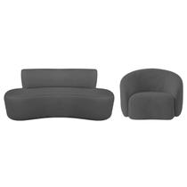 Kit Recamier Curvo Amsterdã 160cm e Poltrona Amore Luxo Linho