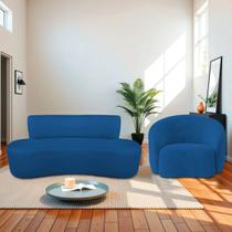 Kit Recamier Curvo Amsterdã 160cm e Poltrona Amore Luxo Linho